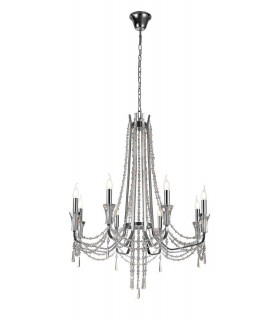 Ceiling Chandelier Pendant 8 Light E14 Polished Chrome, Crystal - 1