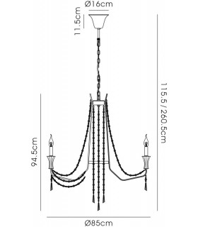 Ceiling Chandelier Pendant 8 Light E14 Polished Chrome, Crystal - 2