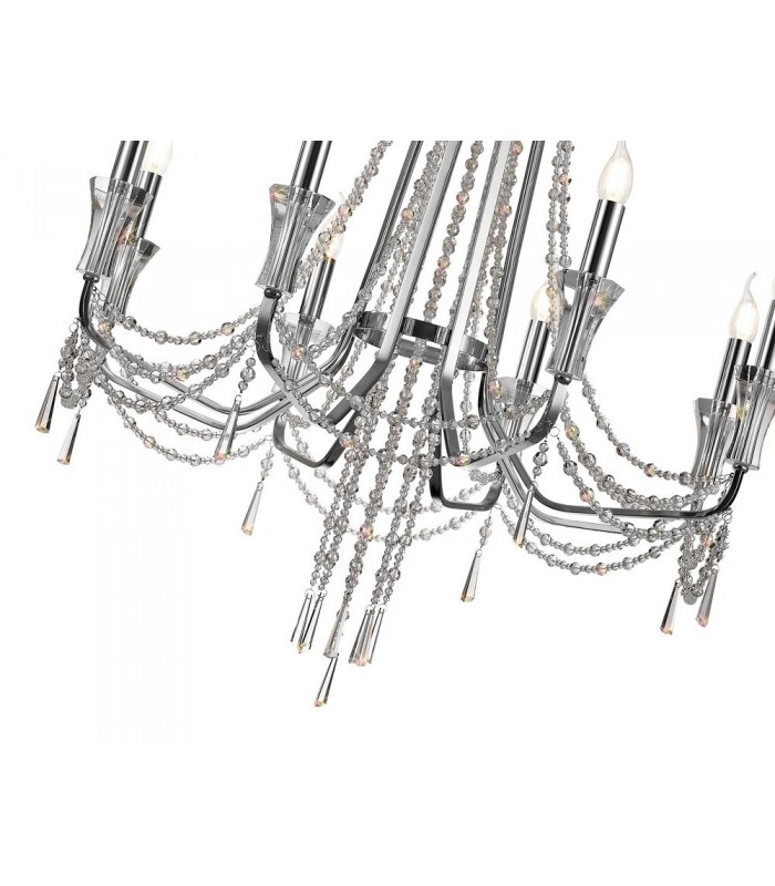 Ceiling Chandelier Pendant 8 Light E14 Polished Chrome, Crystal - 7