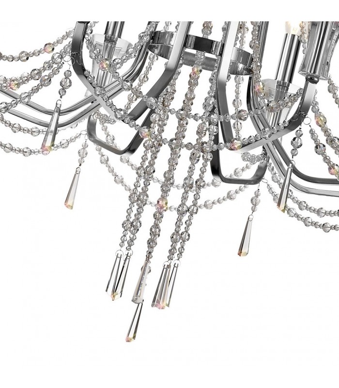Ceiling Chandelier Pendant 8 Light E14 Polished Chrome, Crystal - 8