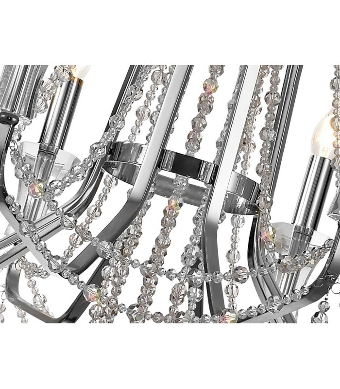 Ceiling Chandelier Pendant 8 Light E14 Polished Chrome, Crystal - 10