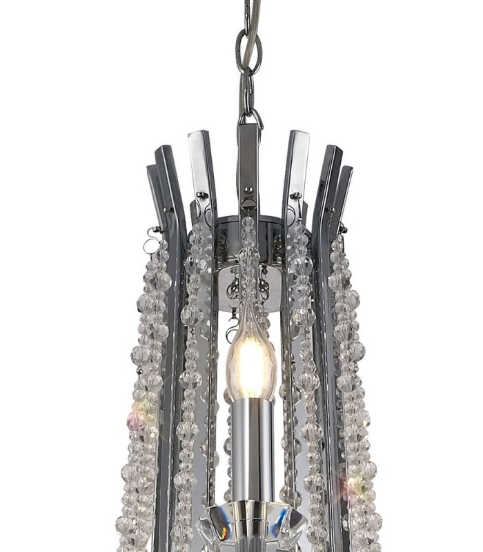 3 Tier Ceiling Chandelier Pendant E14 Polished Chrome, Crystal - 5