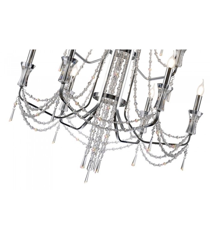 3 Tier Ceiling Chandelier Pendant E14 Polished Chrome, Crystal - 6