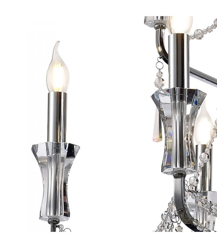 3 Tier Ceiling Chandelier Pendant E14 Polished Chrome, Crystal - 10