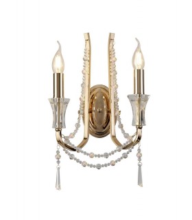 Wall Lamp 2 Candle Light E14 French Gold, Crystal - 1