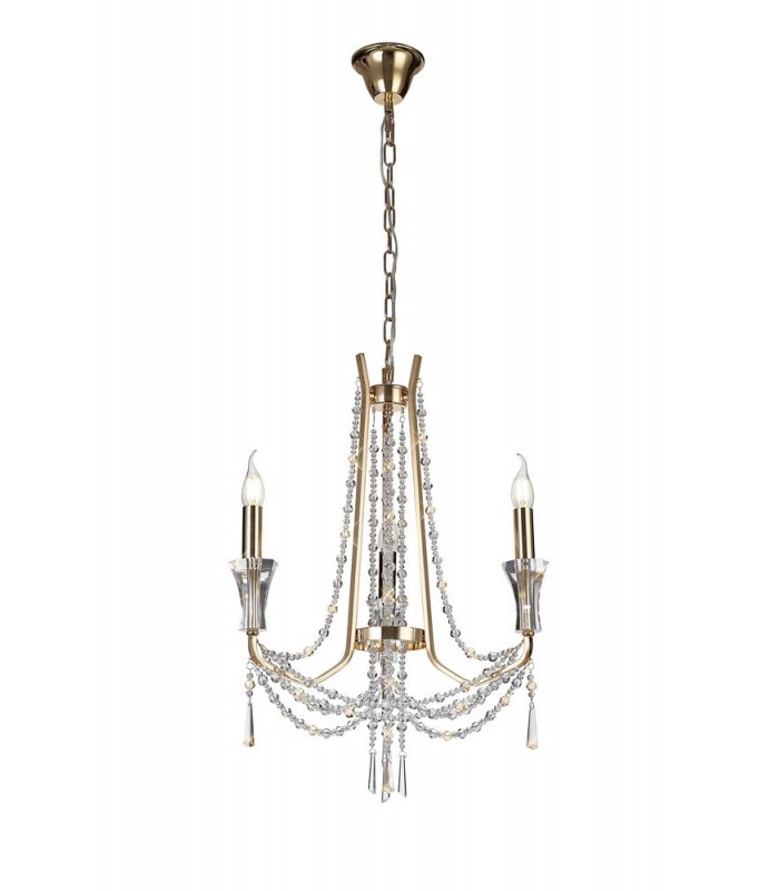 Ceiling Chandelier Pendant 3 Light E14 French Gold, Crystal - 1