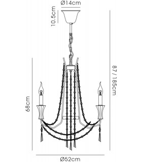Ceiling Chandelier Pendant 3 Light E14 French Gold, Crystal - 2