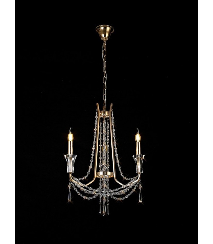 Ceiling Chandelier Pendant 3 Light E14 French Gold, Crystal - 3