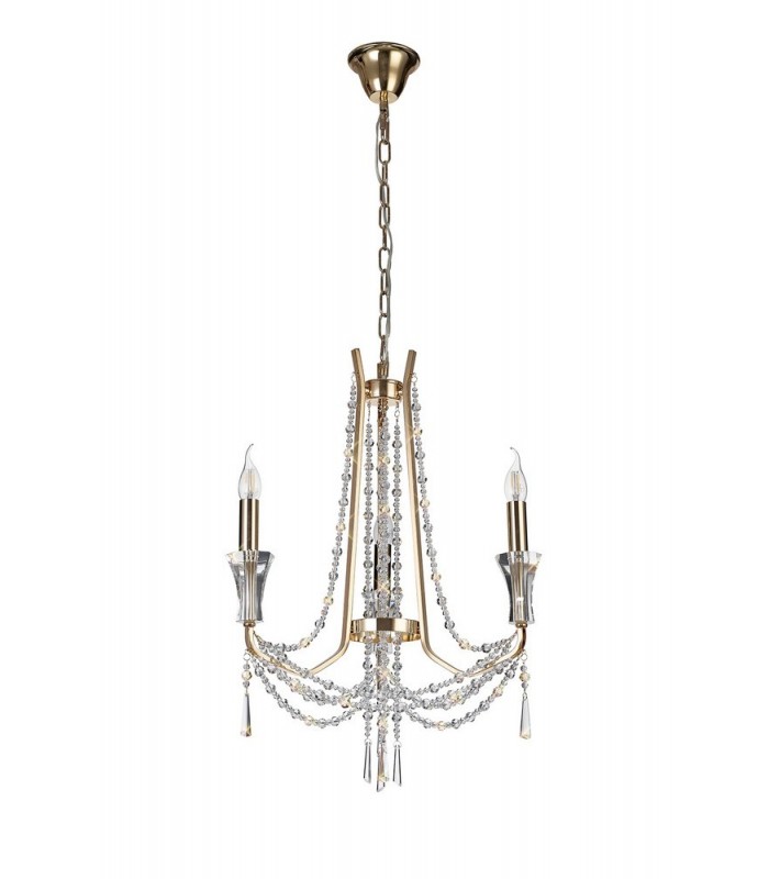 Ceiling Chandelier Pendant 3 Light E14 French Gold, Crystal - 4
