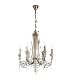 Ceiling Chandelier Pendant 6 Light E14 French Gold, Crystal - 1