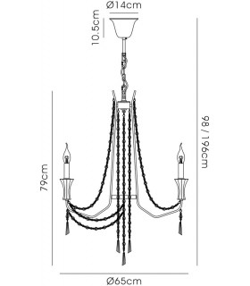 Ceiling Chandelier Pendant 6 Light E14 French Gold, Crystal - 2