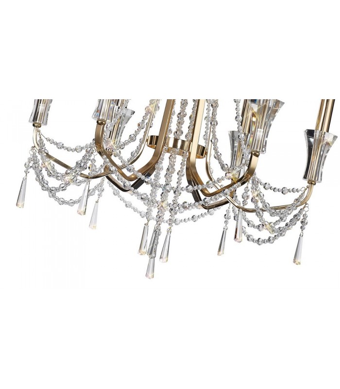 Ceiling Chandelier Pendant 6 Light E14 French Gold, Crystal - 7