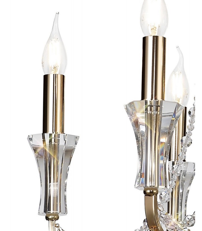 Ceiling Chandelier Pendant 6 Light E14 French Gold, Crystal - 11