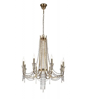 Ceiling Chandelier Pendant 8 Light E14 French Gold, Crystal - 1