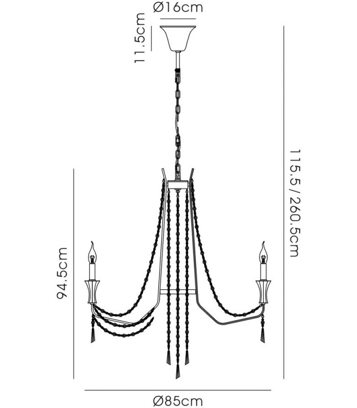 Ceiling Chandelier Pendant 8 Light E14 French Gold, Crystal - 2