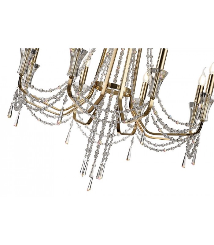 Ceiling Chandelier Pendant 8 Light E14 French Gold, Crystal - 7
