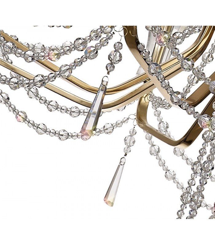 Ceiling Chandelier Pendant 8 Light E14 French Gold, Crystal - 9