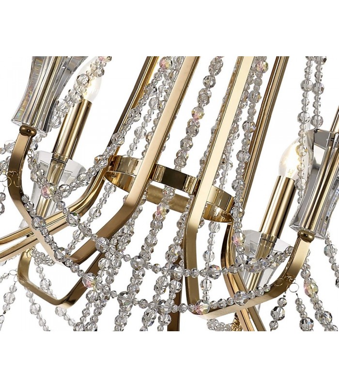 Ceiling Chandelier Pendant 8 Light E14 French Gold, Crystal - 10
