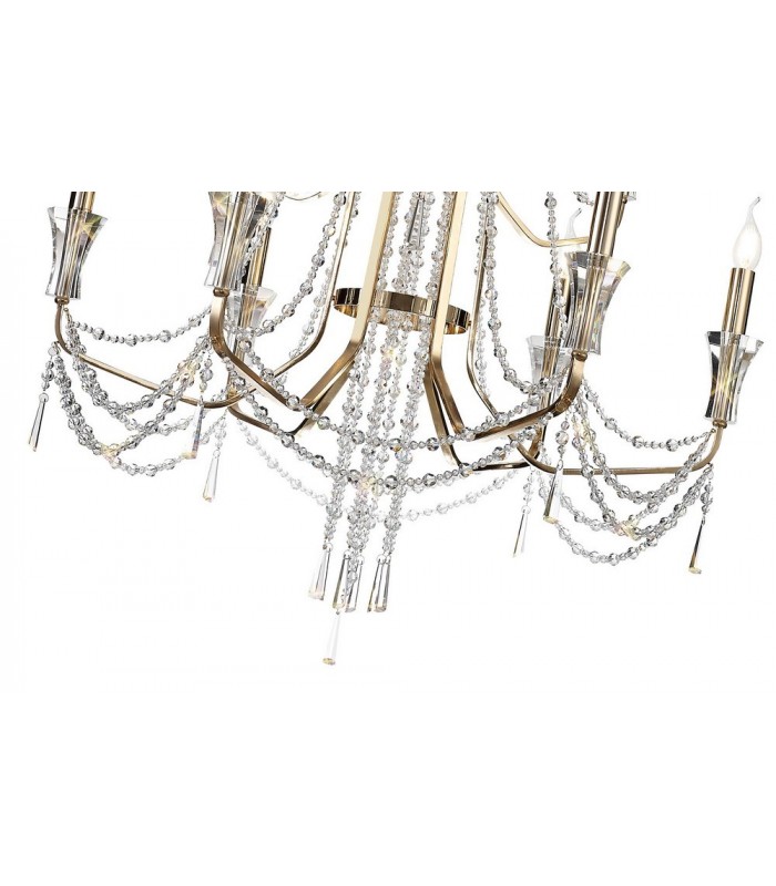 Ceiling Chandelier Pendant 6+3+3 Light E14 French Gold, Crystal - 7