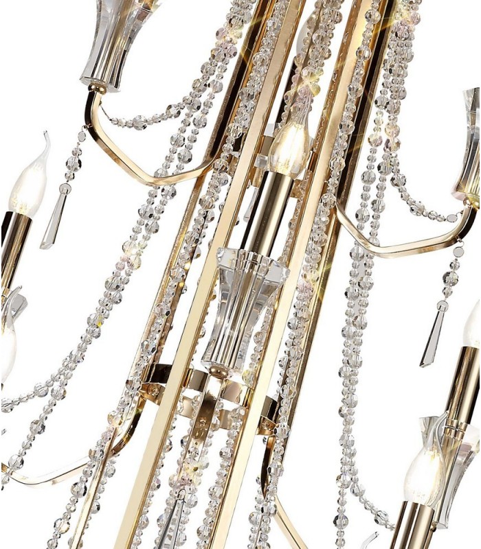 Ceiling Chandelier Pendant 6+3+3 Light E14 French Gold, Crystal - 8