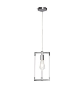 Double Rectangle Ceiling Pendant 1 Light E27 Polished Nickel, Acrylic - 1
