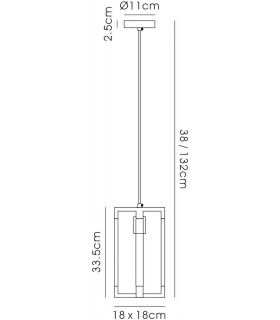 Double Rectangle Ceiling Pendant 1 Light E27 Polished Nickel, Acrylic - 2