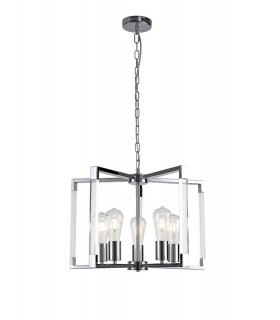 Ceiling Pendant 5 Light E27 Polished Nickel, Acrylic - 1