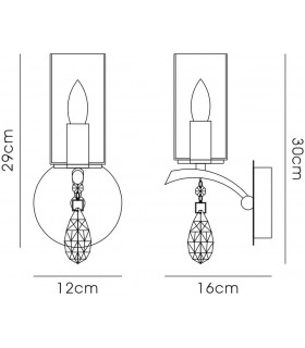 Wall Lamp Switched 1 Light E14 Polished Chrome, Crystal With Clear Glass - 2