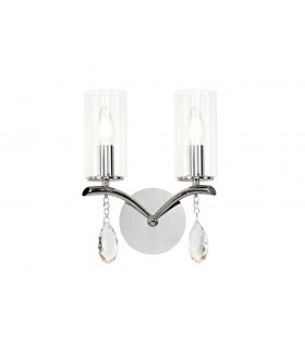 Wall Lamp Switched 2 Light E14 Polished Chrome, Crystal With Clear Glass - 1