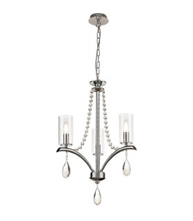 Ceiling Pendant 3 Light E14 Polished Chrome, Crystal With Clear Glass - 1