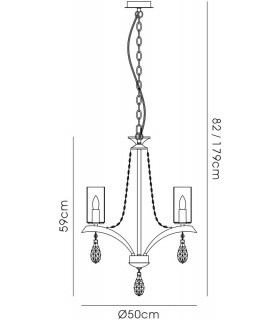 Ceiling Pendant 3 Light E14 Polished Chrome, Crystal With Clear Glass - 2