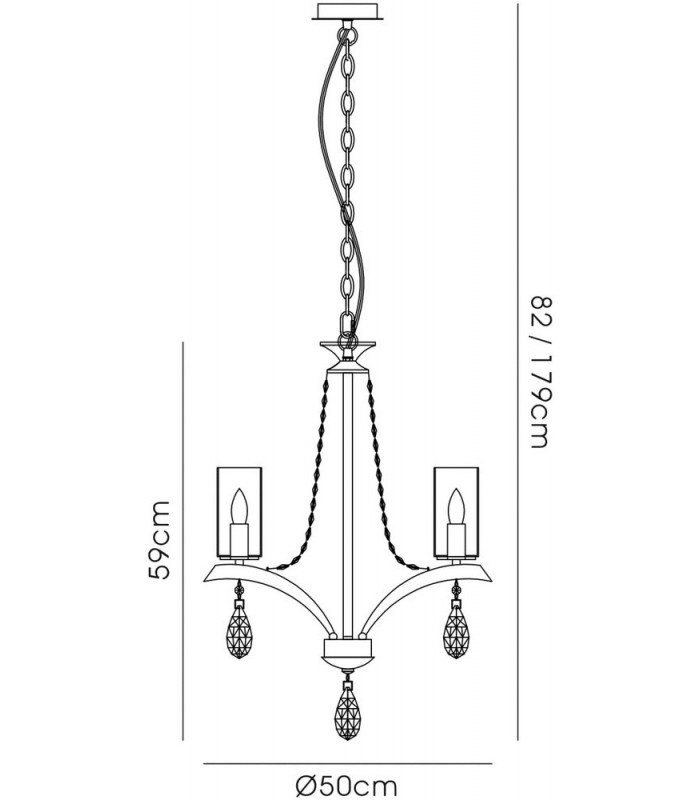 Ceiling Pendant 3 Light E14 Polished Chrome, Crystal With Clear Glass - 2