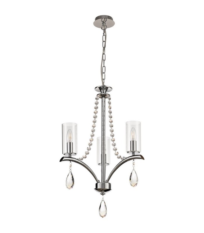 Ceiling Pendant 3 Light E14 Polished Chrome, Crystal With Clear Glass - 4