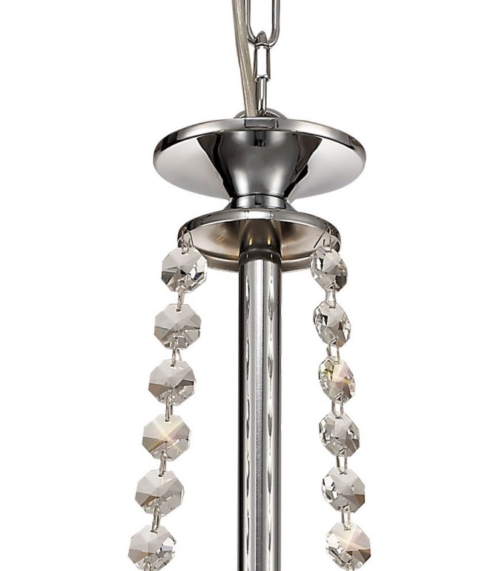 Ceiling Pendant 3 Light E14 Polished Chrome, Crystal With Clear Glass - 6