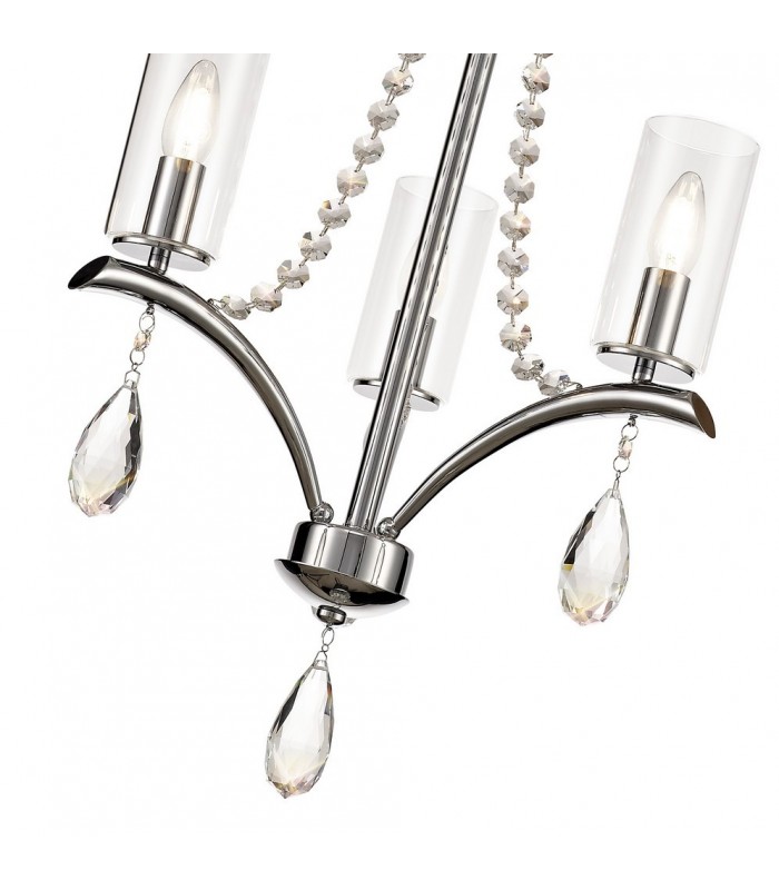 Ceiling Pendant 3 Light E14 Polished Chrome, Crystal With Clear Glass - 7
