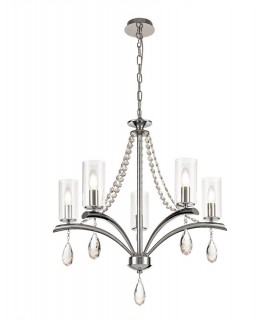 Ceiling Pendant 5 Light E14 Polished Chrome, Crystal With Clear Glass - 1