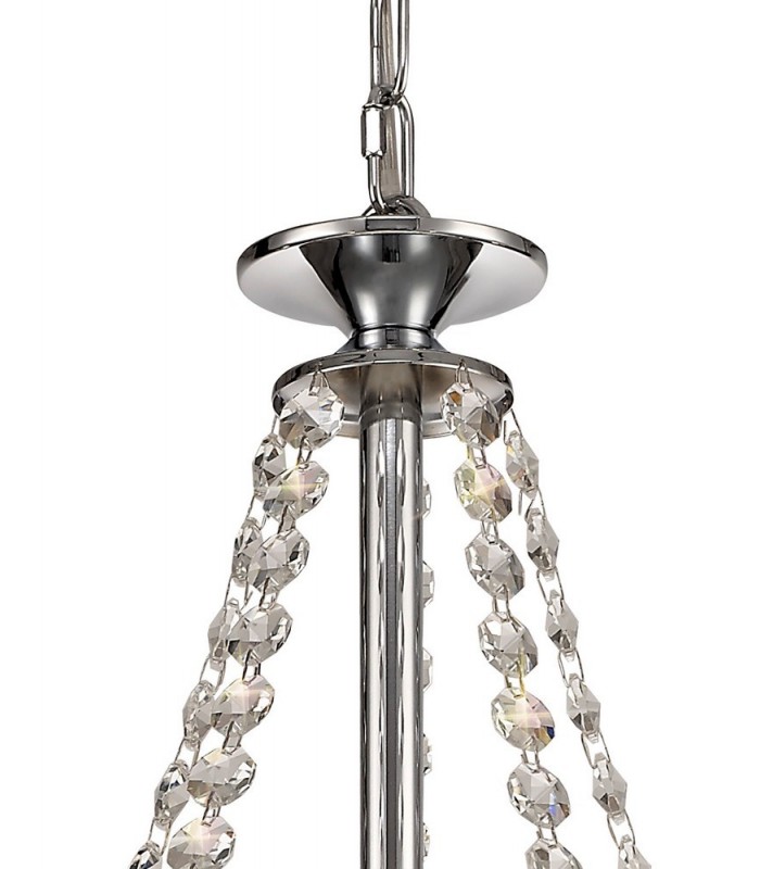 Ceiling Pendant 5 Light E14 Polished Chrome, Crystal With Clear Glass - 6