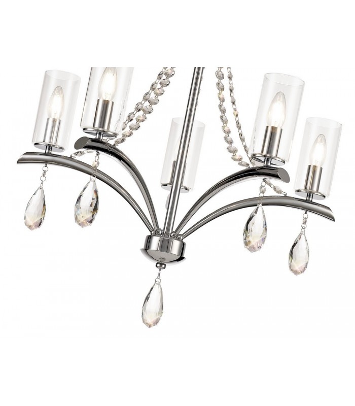 Ceiling Pendant 5 Light E14 Polished Chrome, Crystal With Clear Glass - 7
