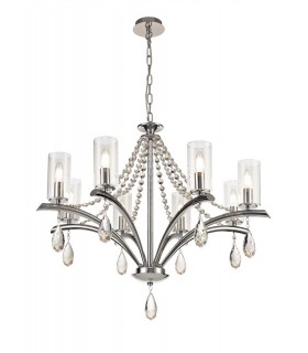 Ceiling Pendant 8 Light E14 Polished Chrome, Crystal With Clear Glass - 1