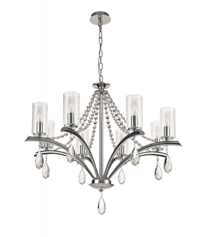 Ceiling Pendant 8 Light E14 Polished Chrome, Crystal With Clear Glass - 4