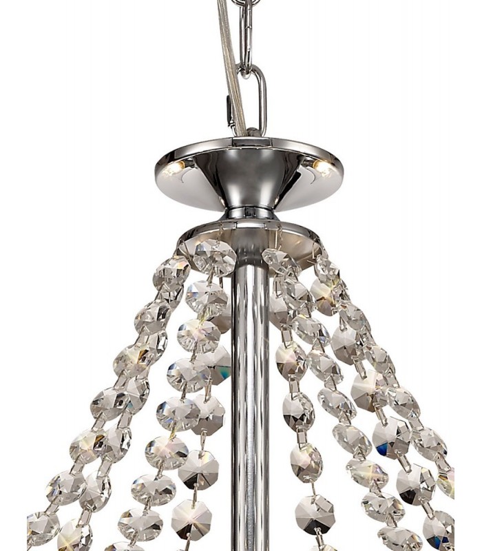 Ceiling Pendant 8 Light E14 Polished Chrome, Crystal With Clear Glass - 6
