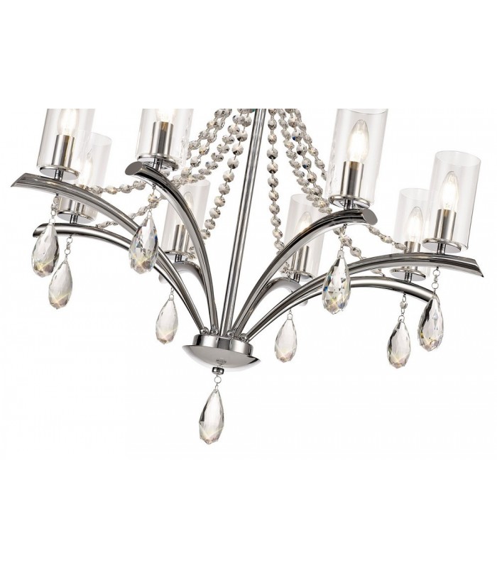 Ceiling Pendant 8 Light E14 Polished Chrome, Crystal With Clear Glass - 7