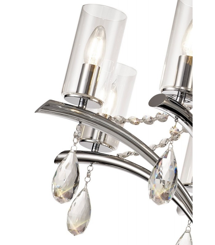 Ceiling Pendant 8 Light E14 Polished Chrome, Crystal With Clear Glass - 8