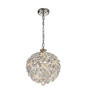 Ceiling Pendant, 3 Light E14, Polished Chrome, Crystal - 1