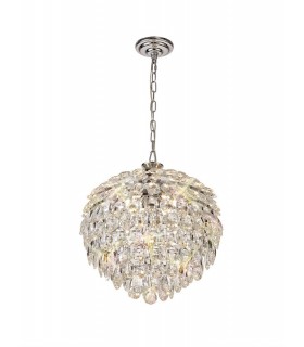 Ceiling Pendant, 6 Light E14, Polished Chrome, Crystal - 1