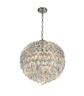 Ceiling Pendant, 9 Light E14, Polished Chrome, Crystal - 1