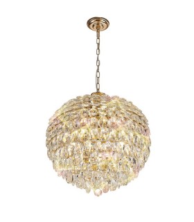 Ceiling Pendant, 9 Light E14, French Gold, Crystal - 1