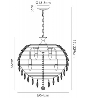 Ceiling Pendant, 9 Light E14, French Gold, Crystal - 2