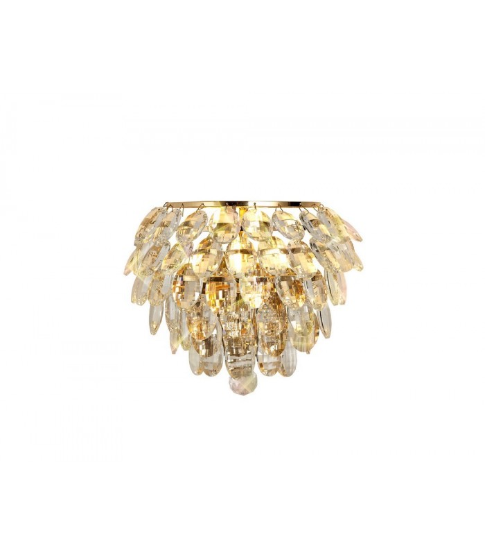 Wall Lamp, 1 Light E14, French Gold, Crystal - 1