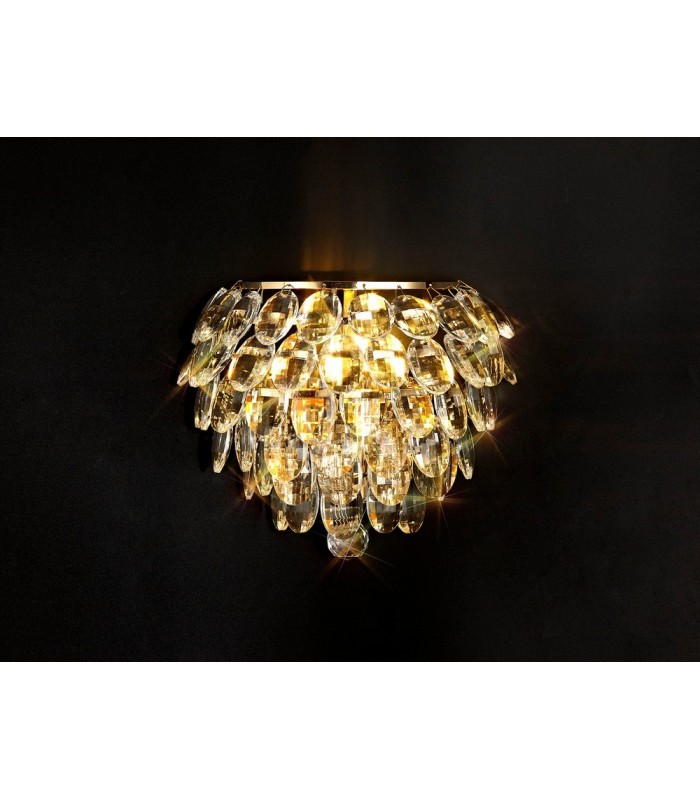 Wall Lamp, 1 Light E14, French Gold, Crystal - 3